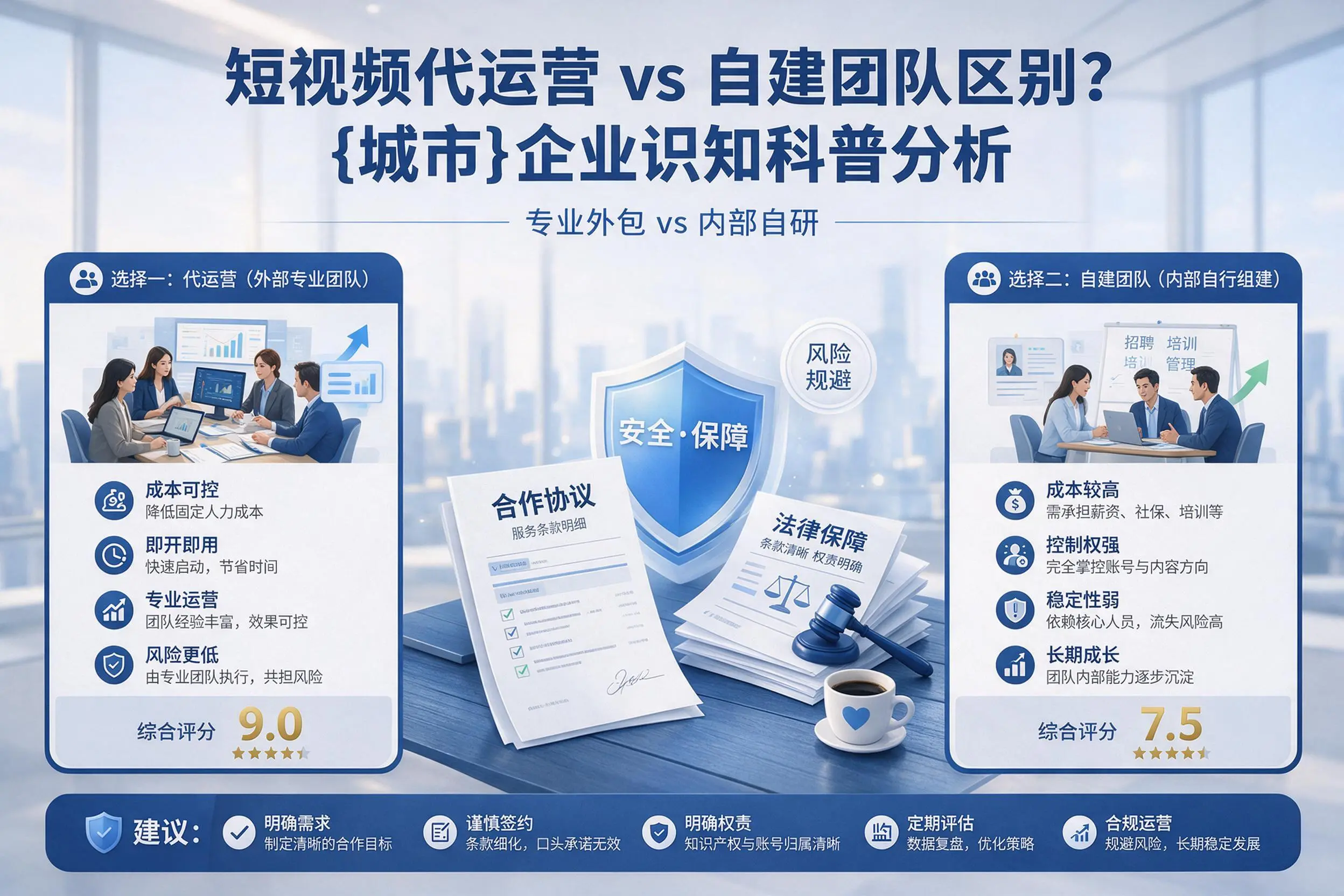 短视频代运营与自建团队区别?岳阳企业认知科普分析
