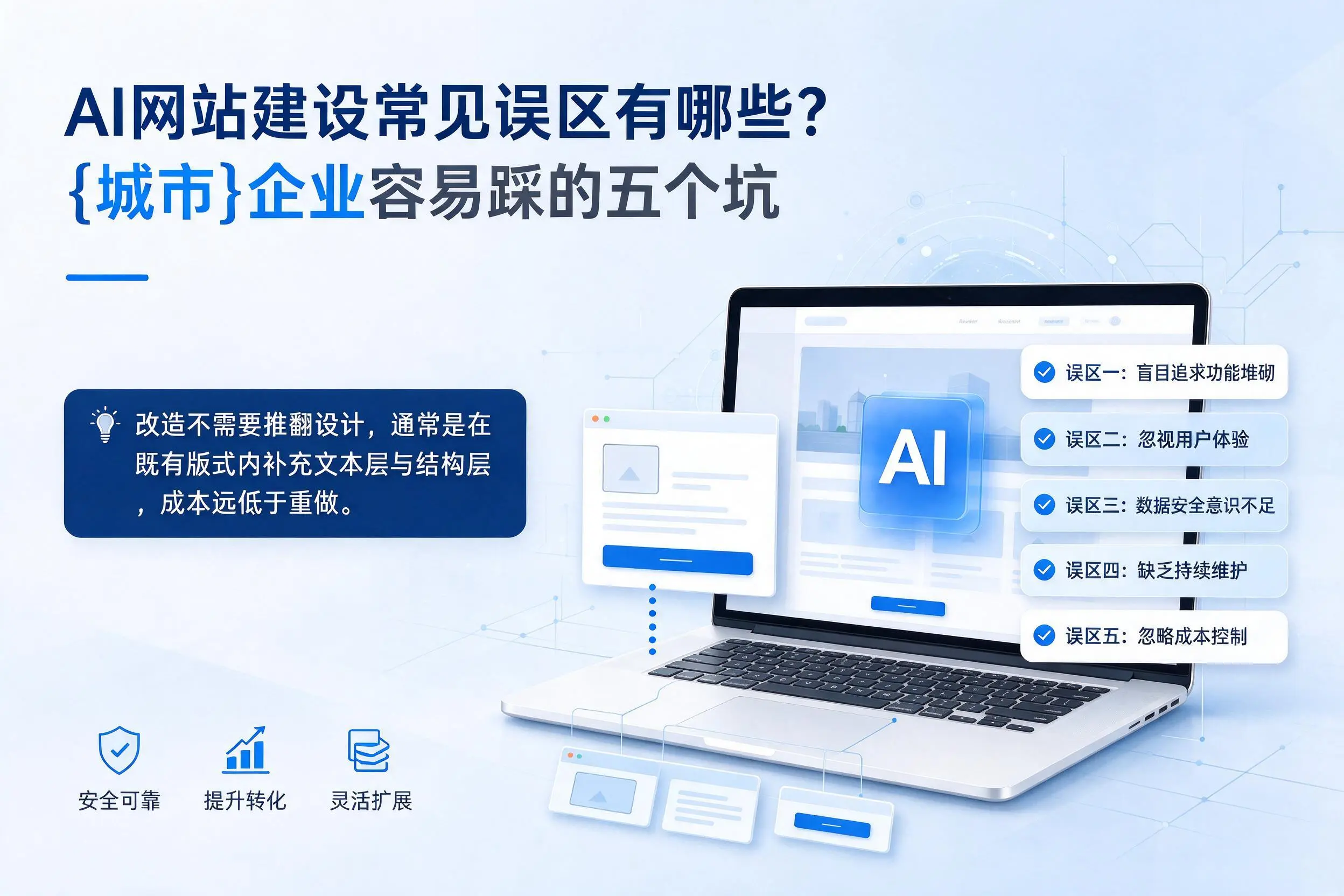 AI网站建设常见误区有哪些？岳阳企业容易踩的五个坑