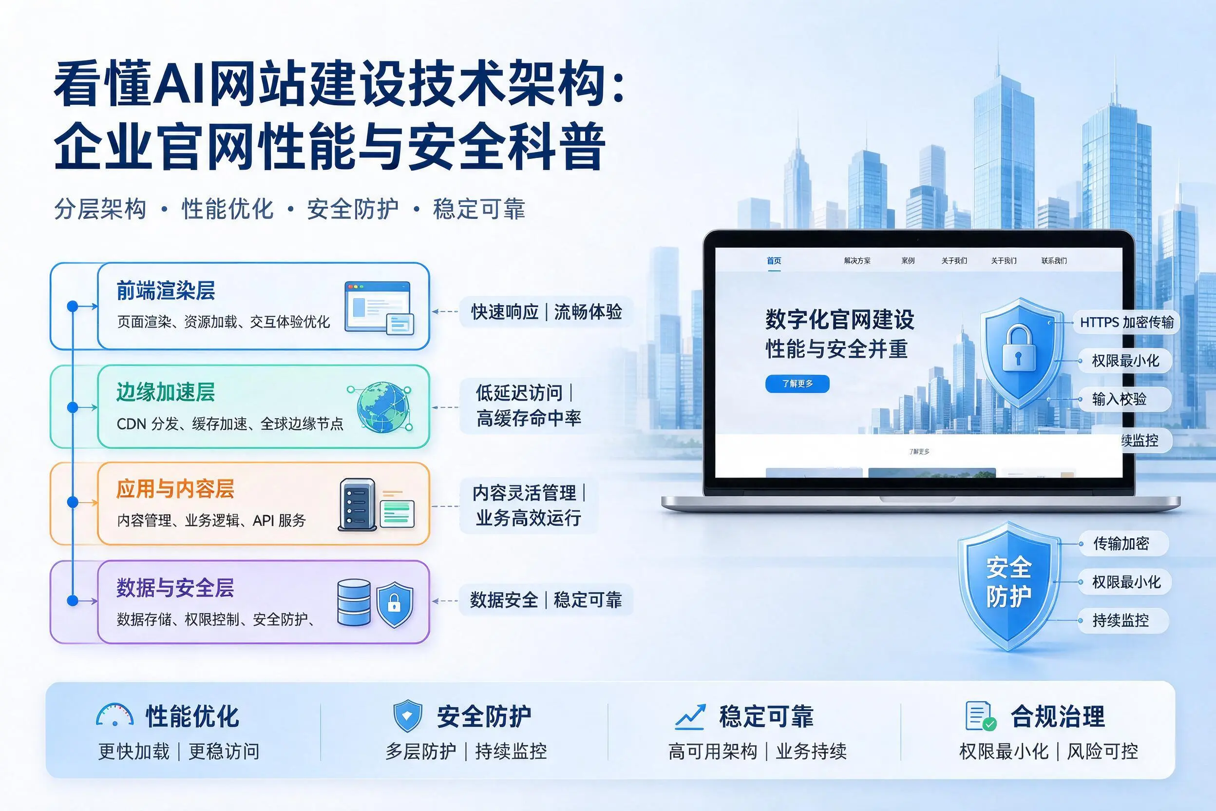 看懂AI网站建设技术架构：岳阳企业官网性能与安全科普