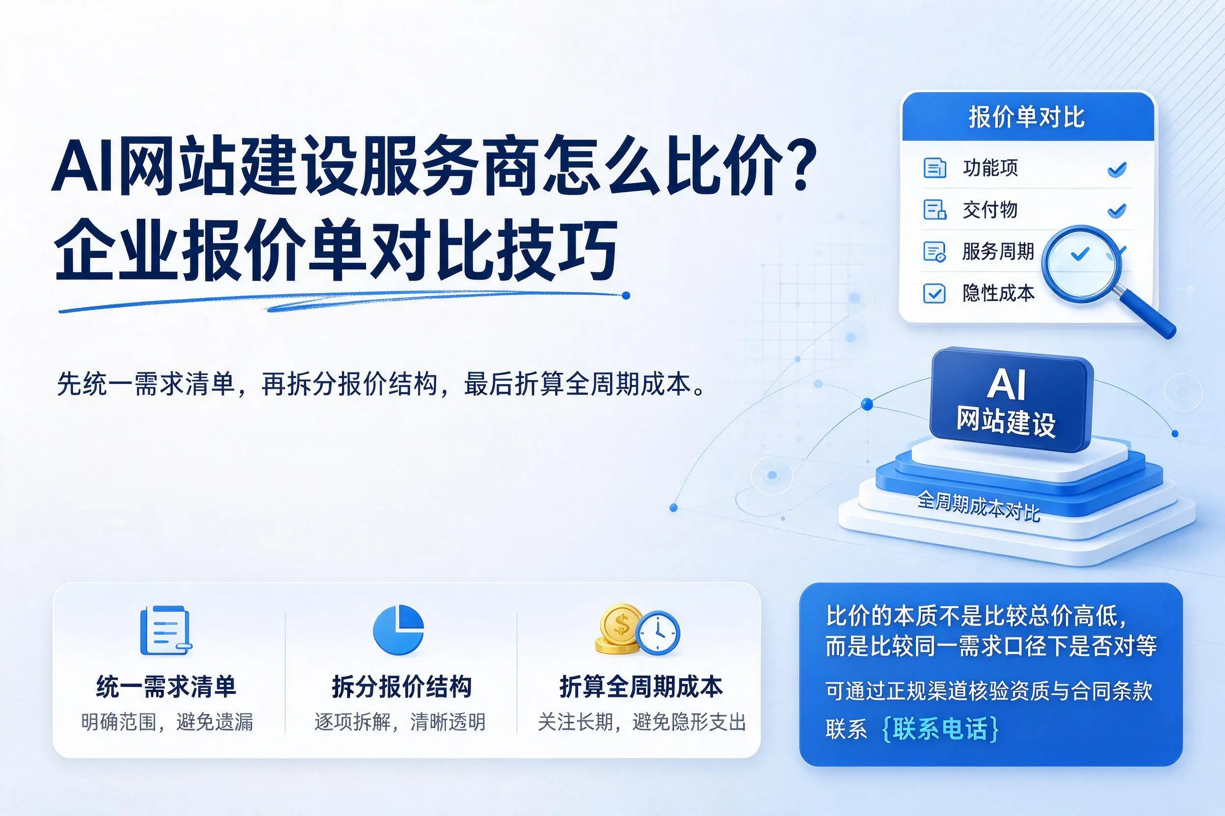 AI网站建设服务商怎么比价？岳阳企业报价单对比技巧