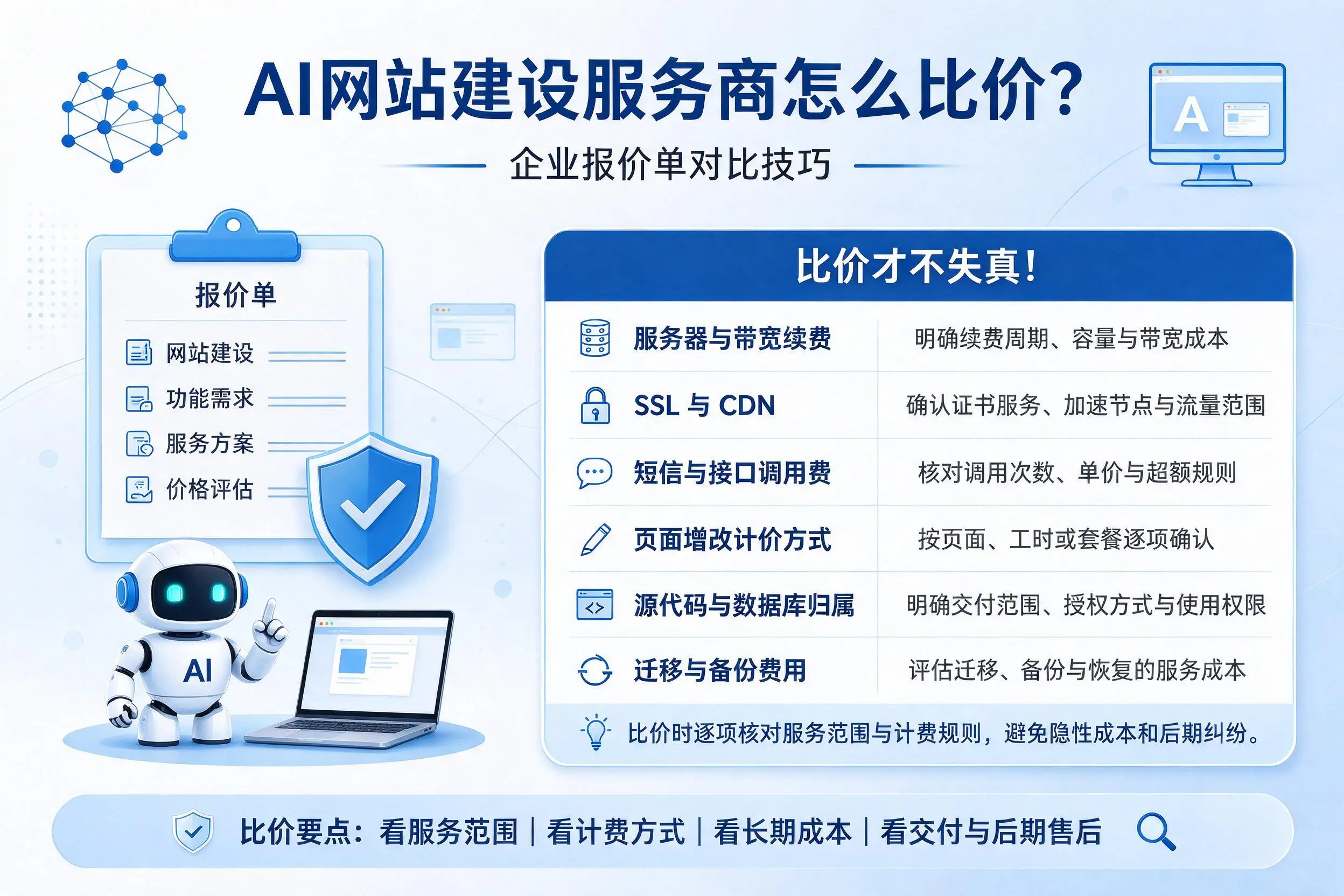 AI网站建设服务商怎么比价？岳阳企业报价单对比技巧