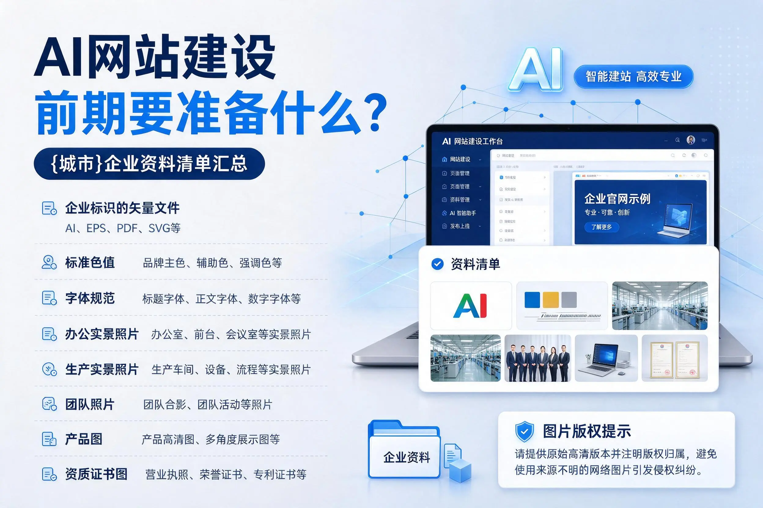 AI网站建设前期要准备什么?岳阳企业资料清单汇总