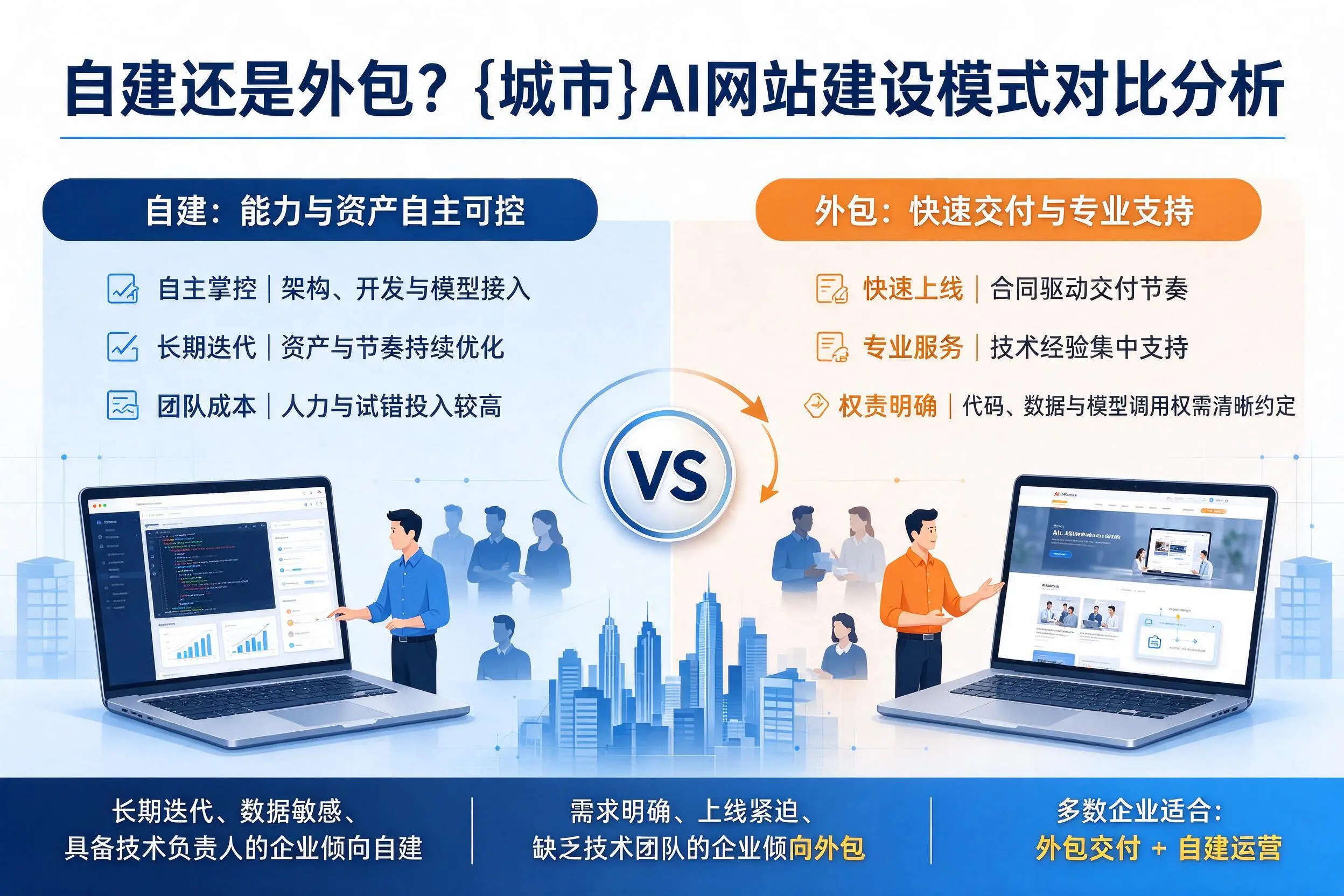 自建还是外包？岳阳AI网站建设模式对比分析
